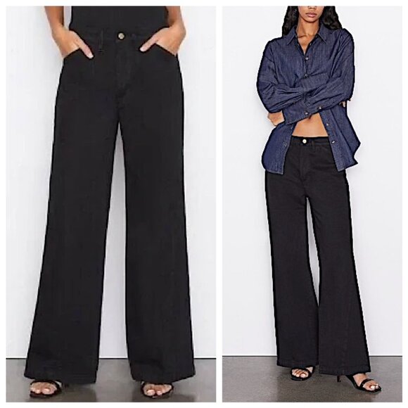 Frame Denim Denim - New Frame Le Baggy Palazzo Jeans in Film Noir Size 26